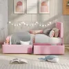Polsterbett 90 x 200 cm(Rosa)Einzelbett,Kinderbett mit Produktbild-Vorschau 2