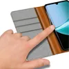 A hand is touching a smartphone in a flip case. Podgląd zdjęcia produktu
