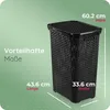 Novaliv Rattan Wäschekorb mit Deckel 60L Schwarz, Wäschebox Produktbild-Vorschau 6