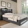 MODFU Lit coffre 90x200 - Lit ados avec USB et LED - Lin - Voir les images du produit 3