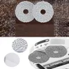 A collage of images showing replacement mop pads for a robot vacuum cleaner, including close-ups of the material and the pads attached to the vacuum. Anteprima dell’immagine prodotto