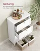 A white bathroom cabinet with two open drawers and two baskets, displaying folded towels and toiletries. Náhľad obrázku produktu