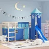 vidaXL Vorhänge für Hochbett mit Turm Blau Polyester Produktbild-Vorschau 2