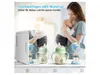 A woman holding a baby next to a mini fridge and baby bottles. Anteprima dell’immagine prodotto
