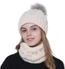 Damen Strickmütze Bommelmütze Loop Schal Set Warm Produktbild-Vorschau 2
