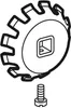 A black and white illustration of a plumbing part and a screw. Produktbild-Vorschau
