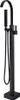 A black freestanding bathtub faucet with a handheld showerhead. Produktbild-Vorschau