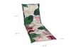 A chaise lounge cushion with a leaf pattern is shown against a white background, with dimensions indicated by text overlays. Produktbild-Vorschau