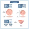 Diagrams showing the dimensions and capacity of porcelain tableware. Produktbild-Vorschau