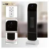 Collage of images showing a black ceramic heater and its accessories. Produktbild-Vorschau