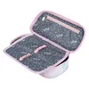 An open pencil case with its interior visible, showing compartments and elastic loops for pens. Produktbild-Vorschau