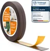 A roll of flexible skirting board with its adhesive backing exposed, next to a certification badge. Produktbild-Vorschau