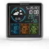 A digital weather station displaying time, date, indoor and outdoor temperature and humidity, and weather forecast. Produktbild-Vorschau