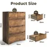 A product size chart showing a chest of drawers and two drawers with dimensions and weight. Podgląd zdjęcia produktu