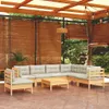 8-tlg. Garten-Lounge-Set mit Creme Kissen Massivholz Kiefer Produktbild-Vorschau 2