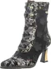 Laura Vita Damen Stiefelette floral Blumenmuster Metallic Produktbild-Vorschau 8