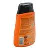 A bottle of orange-colored leather cleaner with a black cap, shown from the back with product information and a barcode. Produktbild-Vorschau