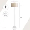 A white floor lamp with a patterned lampshade is shown with dimensions indicated. Produktbild-Vorschau