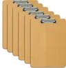 Relaxdays Klemmbrett Holzoptik, 6er Set, gummierte Produktbild-Vorschau 1