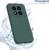 A green phone case is shown with water splashing around it, suggesting water resistance. Produktbild-Vorschau