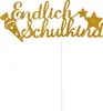 Oblique Unique Endlich Schulkind Torten Topper Glitzernd Produktbild-Vorschau 1