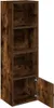 A tall, narrow bookshelf with four open shelves and a cabinet at the bottom, one door of which is ajar. Náhled obrázku produktu