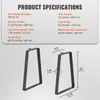 Product specifications and diagrams for table legs. Voir les images du produit