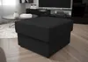 A dark gray ottoman is placed in a modern living room setting, with a coffee table and a television in the background. Náhled obrázku produktu