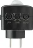 A close-up studio shot of a black PIR motion sensor plug with adjustable dials. Náhled obrázku produktu