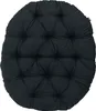 A black, round, tufted cushion is shown from directly above on a white background. Náhled obrázku produktu