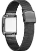 The back of a watch with a mesh band is shown against a white background. Voir les images du produit