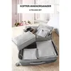 A set of luggage organizers is displayed inside an open suitcase, with some items arranged neatly. Voir les images du produit