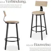 Two bar stools are shown, one in the foreground and one in the background, against a white background. Text describes the product's features. Náhled obrázku produktu