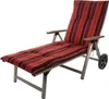 A striped chaise lounge cushion on a metal frame with wheels. Produktbild-Vorschau