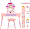 COSTWAY Kinder-Schminktisch mit Hocker, Produktbild-Vorschau 1