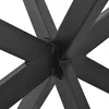 A close-up view of the black metal base of a table, showing the intersecting legs and the central connection point with bolts. Podgląd zdjęcia produktu
