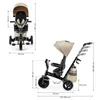 Two views of a beige and black Kinderkraft EASYTWIST tricycle with dimensions indicated by measurement lines and text. Produktbild-Vorschau