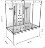 A line drawing illustration of a modern shower-bathtub combination unit with dimensions indicated. Produktbild-Vorschau