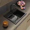 Granitan | Granitspüle FOXAL - Schwarz - Einbau mit Zubehör Produktbild-Vorschau 2