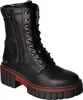 A black leather boot with a red sole and laces, shown from a side angle. Produktbild-Vorschau