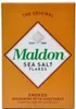 The image shows the front of a box of Maldon Sea Salt Flakes. Náhled obrázku produktu
