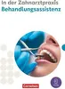 Close-up of a dental examination with a dentist's hands in blue gloves holding dental instruments near a patient's open mouth. Produktbild-Vorschau