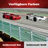 Two race car beds on a racetrack, with a safety net in the foreground. Produktbild-Vorschau