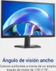 A computer monitor displaying a colorful abstract image, with text below describing its wide viewing angle. Voir les images du produit
