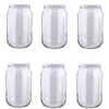 Six empty glass jars with white lids are arranged in two rows of three. Podgląd zdjęcia produktu