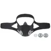A black training mask with adjustable straps and three interchangeable valve attachments. Anteprima dell’immagine prodotto