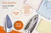 A product advertisement for an iron, showing the iron and folded shirts. Produktbild-Vorschau