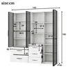 A diagram showing the dimensions of a wardrobe. Voir les images du produit