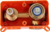 An orange plastic housing containing a gold-colored shower valve system. Náhled obrázku produktu