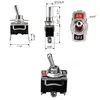 Technical drawings and a product shot of a toggle switch. Produktbild-Vorschau